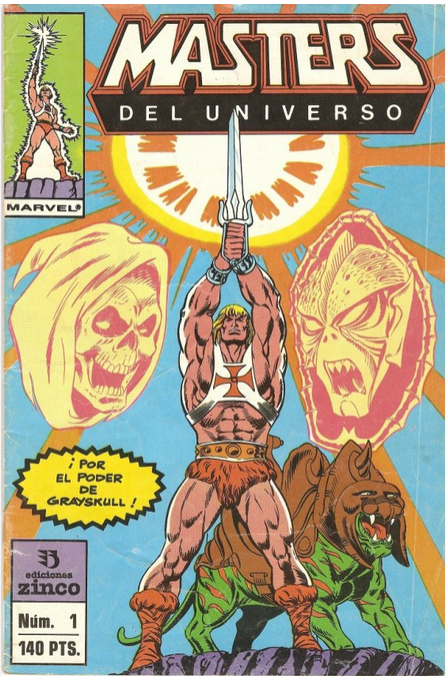 He-Man levantando la espada en el número 1 del cómic MOTU