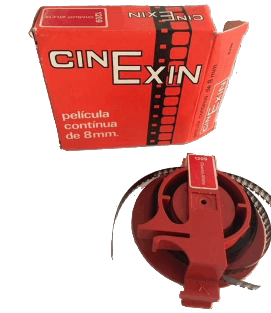 Caja roja y carrete de película 8mm de Cinexin