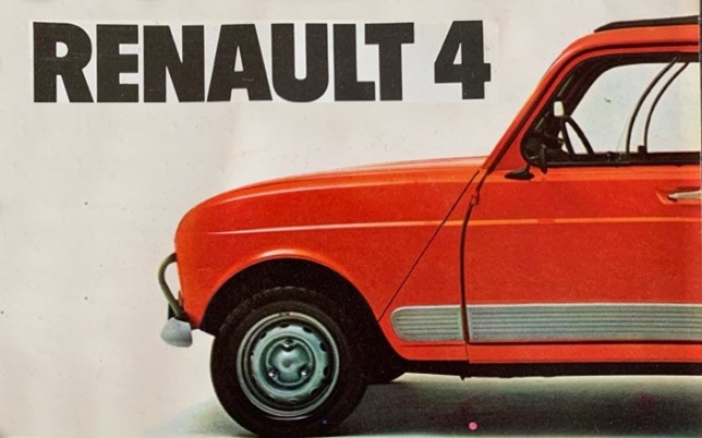 Renault 4 rojo de catálogo, vista lateral