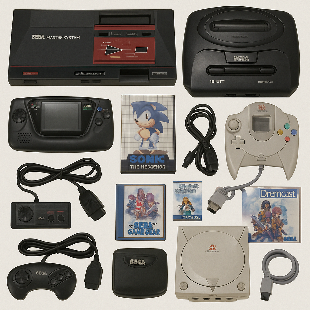 Compramos juguetes antiguos 5 Consolas clásicas SEGA Master System, Mega Drive, Game Gear y Dreamcast con juegos retro de los años 70 y 80