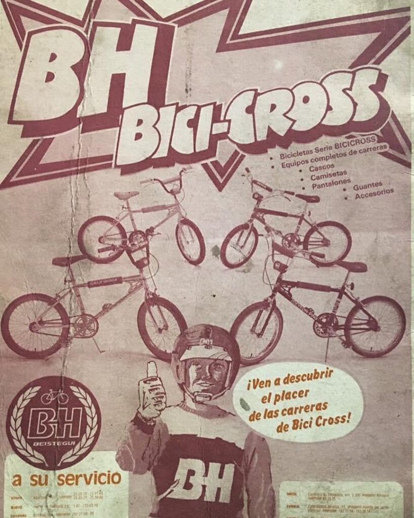 Publicidad antigua BH Bici-Cross con ciclista y modelos de bicicleta