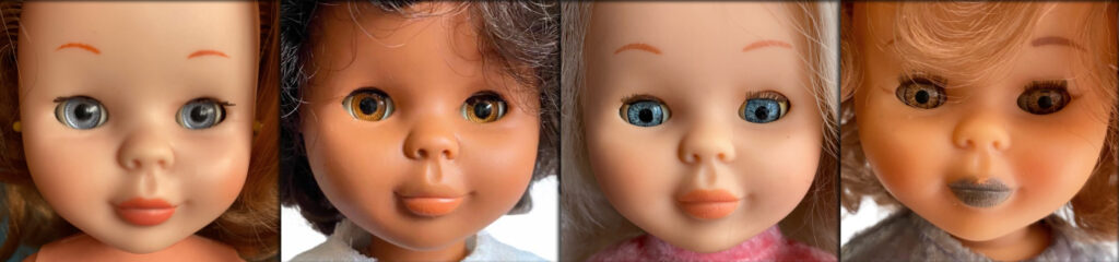 Muñecas Nancy de Famosa de los años 70 y 80 con ojos margarita en distintos tonos de piel y cabello