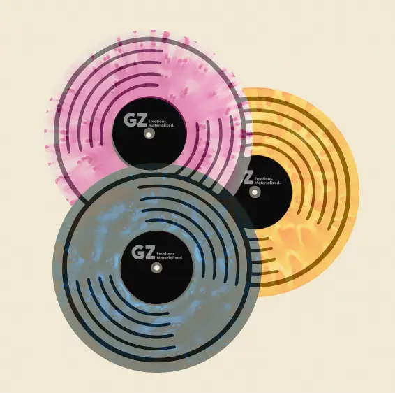 Disco de vinilo con diseño cloudy en color