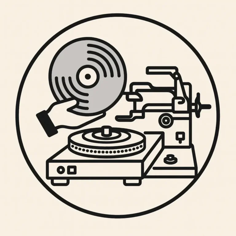 Ilustración minimalista de discos metálicos en tanques de galvanoplastia