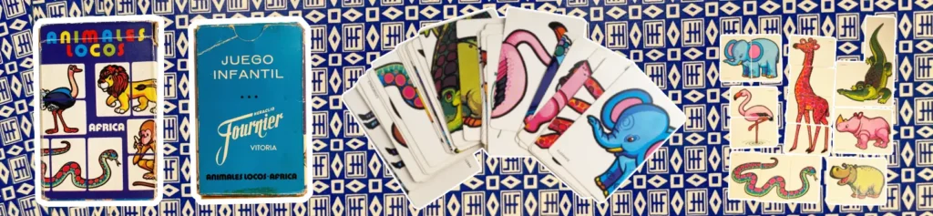Baraja infantil Animales Locos África de Fournier con ilustraciones de animales