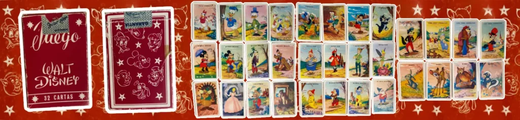 Baraja Walt Disney Fournier con personajes clásicos como Mickey, Donald y Blancanieves