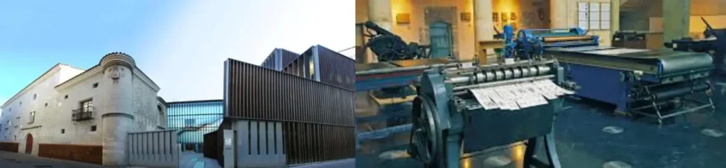 Museo Fournier de Naipes en el Palacio de Bendaña de Vitoria con maquinaria histórica