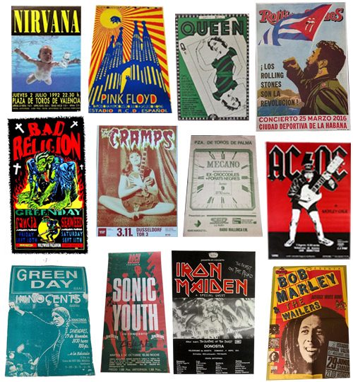 Papel antiguo y coleccionismo 8 Carteles antiguos de conciertos de bandas de rock, punk y reggae