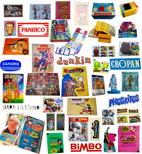 Papel antiguo y coleccionismo 5 Cromos y promociones antiguas de pastelitos de marcas como Bimbo, Bollycao, Cropan, Danone, Phoskitos y Panrico.
