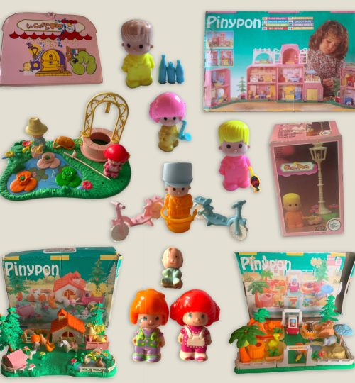 Compramos muñecas clásicas antiguas 7 Muñecos Pinypon vintage de Famosa con casas, figuras y complementos originales de los años 80